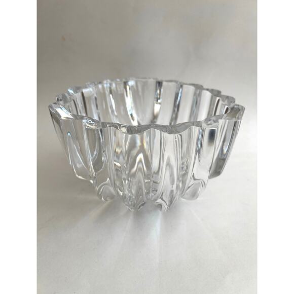 Lars Hellsten ORREFORS  Ribbed Crystal Bowl Signed 5" T x 8.5" W Sweden JL - Picture 1 of 10